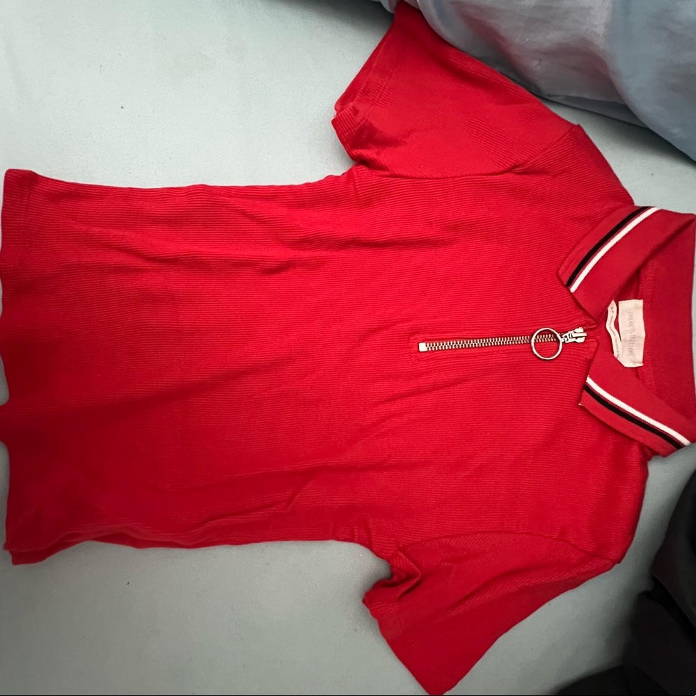 Half zipped cropped polo